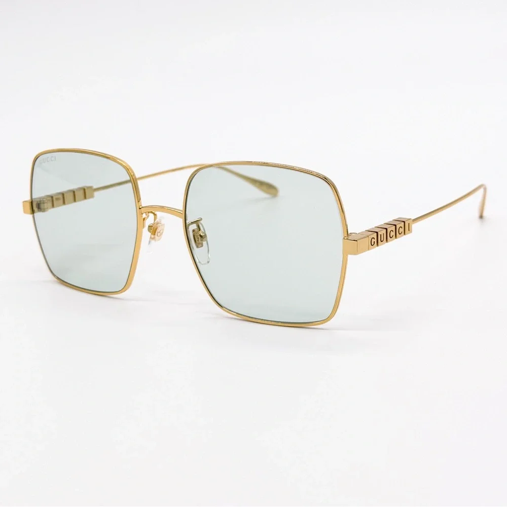 NEW GUCCI GG1434S 003 SQUARE GOLD GREEN WOMEN SUNGLASSES GUCCI